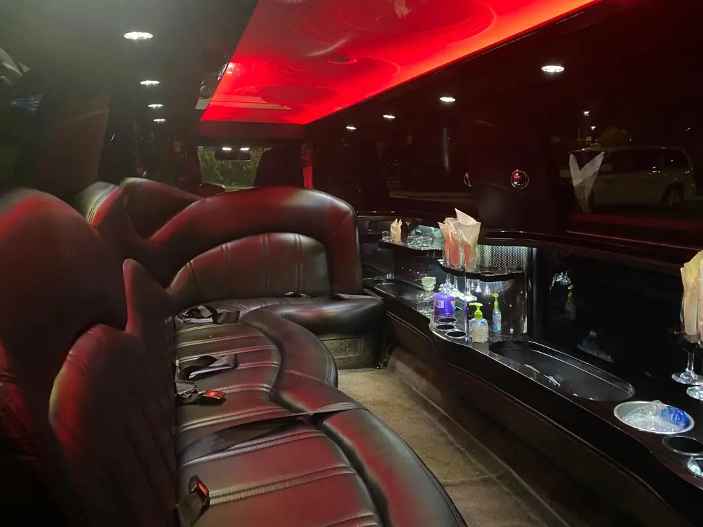 Red Interior of Luxury Limousine