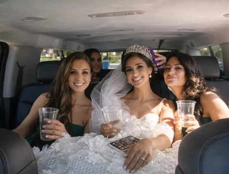 Bridal party celebration in the SUV