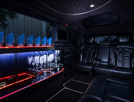 Sleek luxury limousine interior
